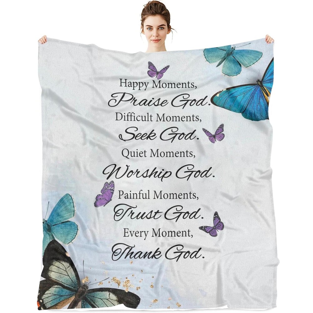 Christian Gifts for Women Inspirational Bible Verse Blanket Butterfly Blanket...