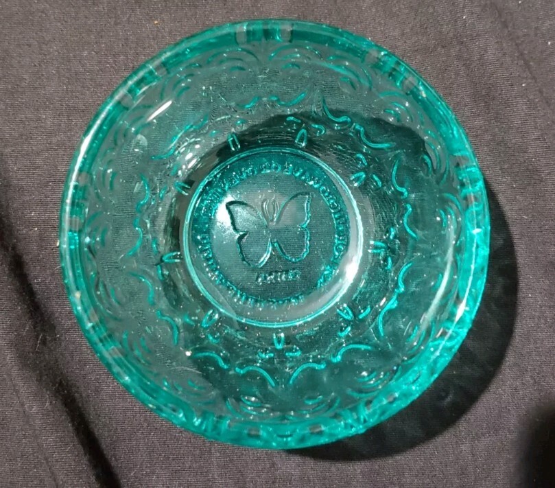 Pioneer Woman Teal Pressed Glass 3.1