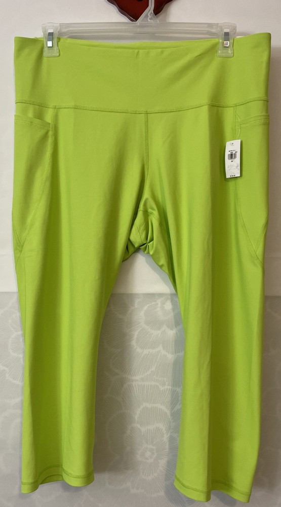 Old Navy Womens 2x Neon Green High-Rise Go-Dry Powersoft Leggings NWT! A126
