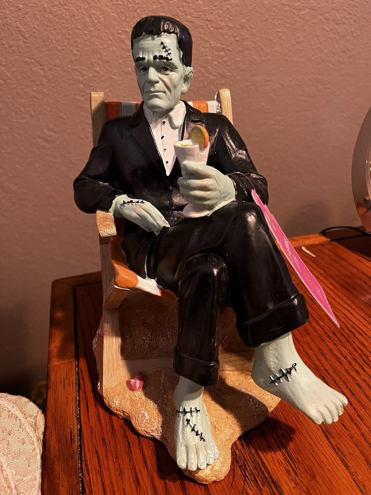 Summerween Frankenstein Monster Lounging in Beach Chair Whimsigoth Style