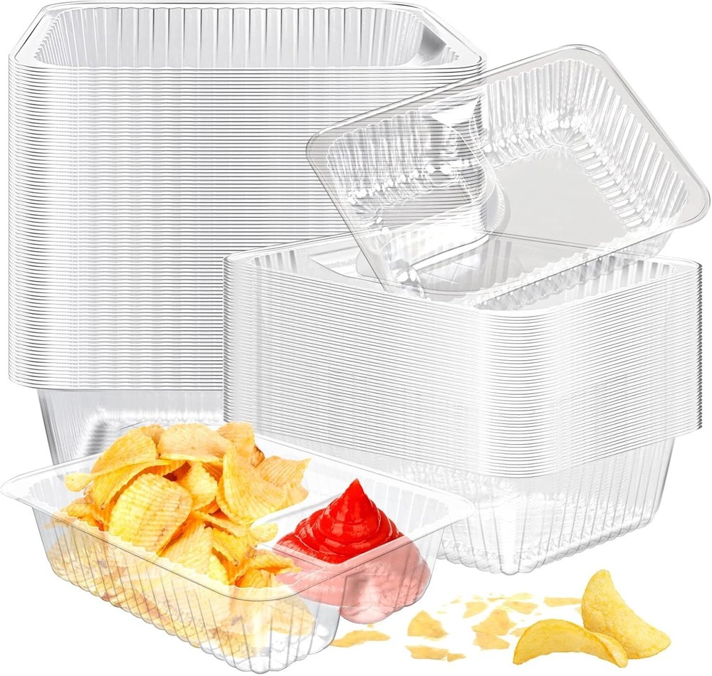 200-Piece Disposable 2-Compartment Nacho Trays for Concession Stands
