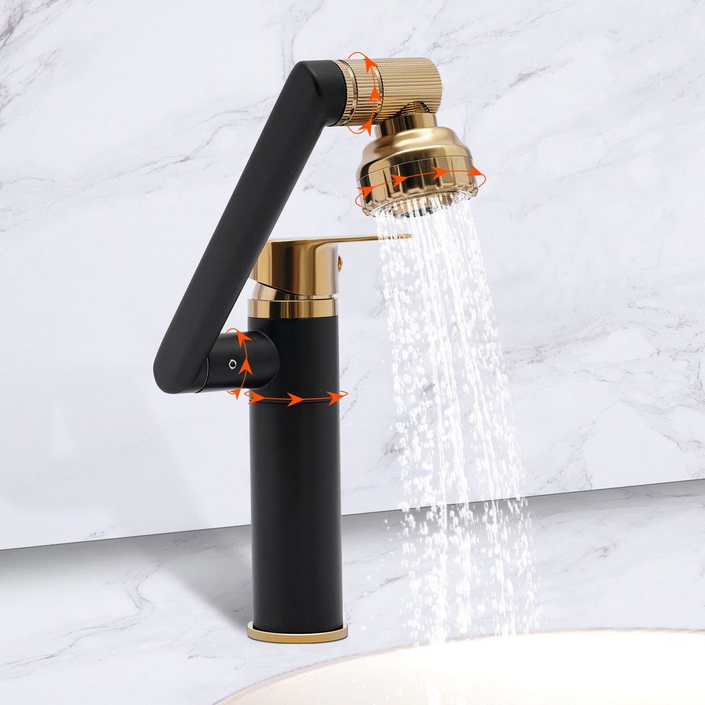 360° Rotating Kitchen Sink Tap Mixer Tap Bathroom Washbasin Mixer Faucet Black