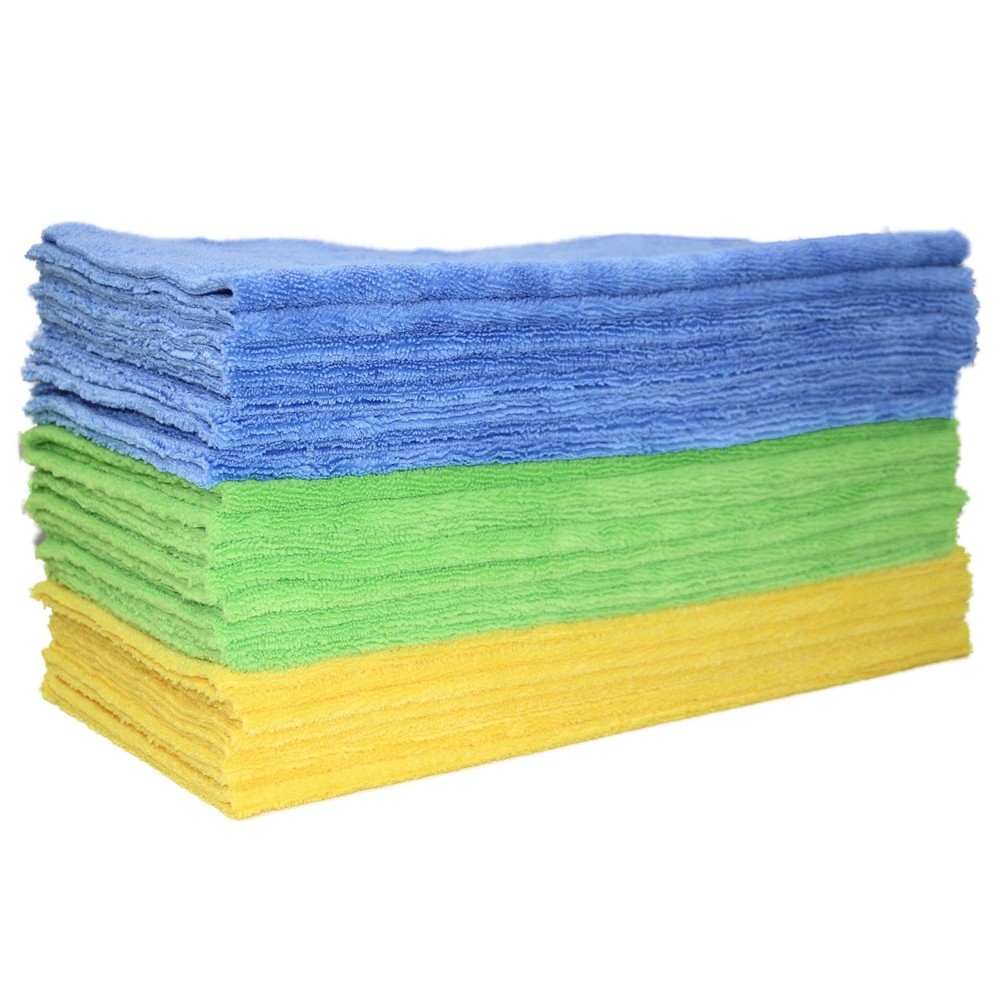 Microfiber Cleaning Towel Ultrasonic Cut Edgeless (16x16, 24 Pack, Premium, B...