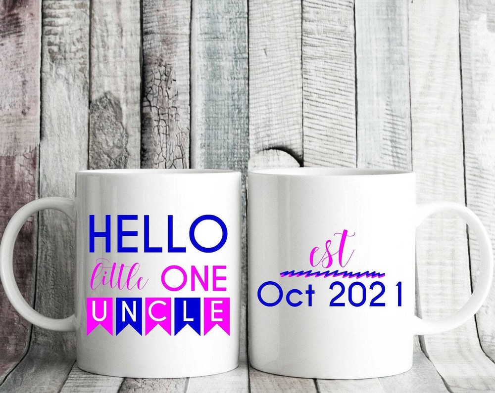 Hello Little One Uncle Mug Personalized Date Coffee Mug Uncle Est 2021 Mug Gift