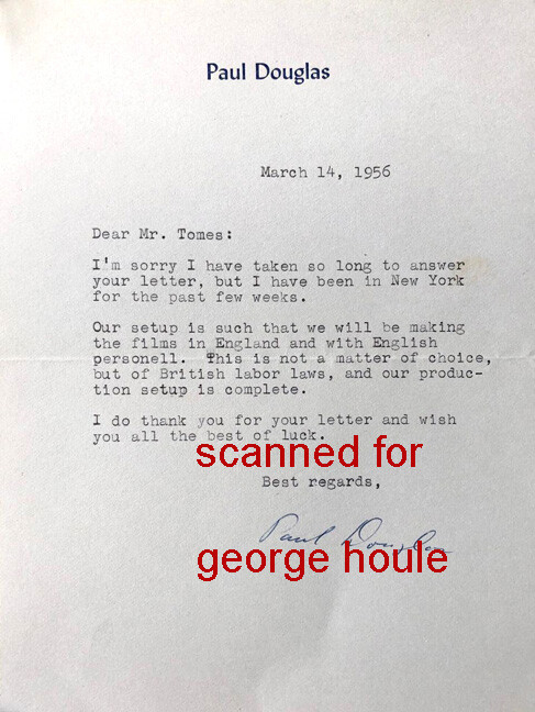 PAUL DOUGLAS  - SIGNED - RADIO SPORTS ANNOUNCER - LINDA DARNELL