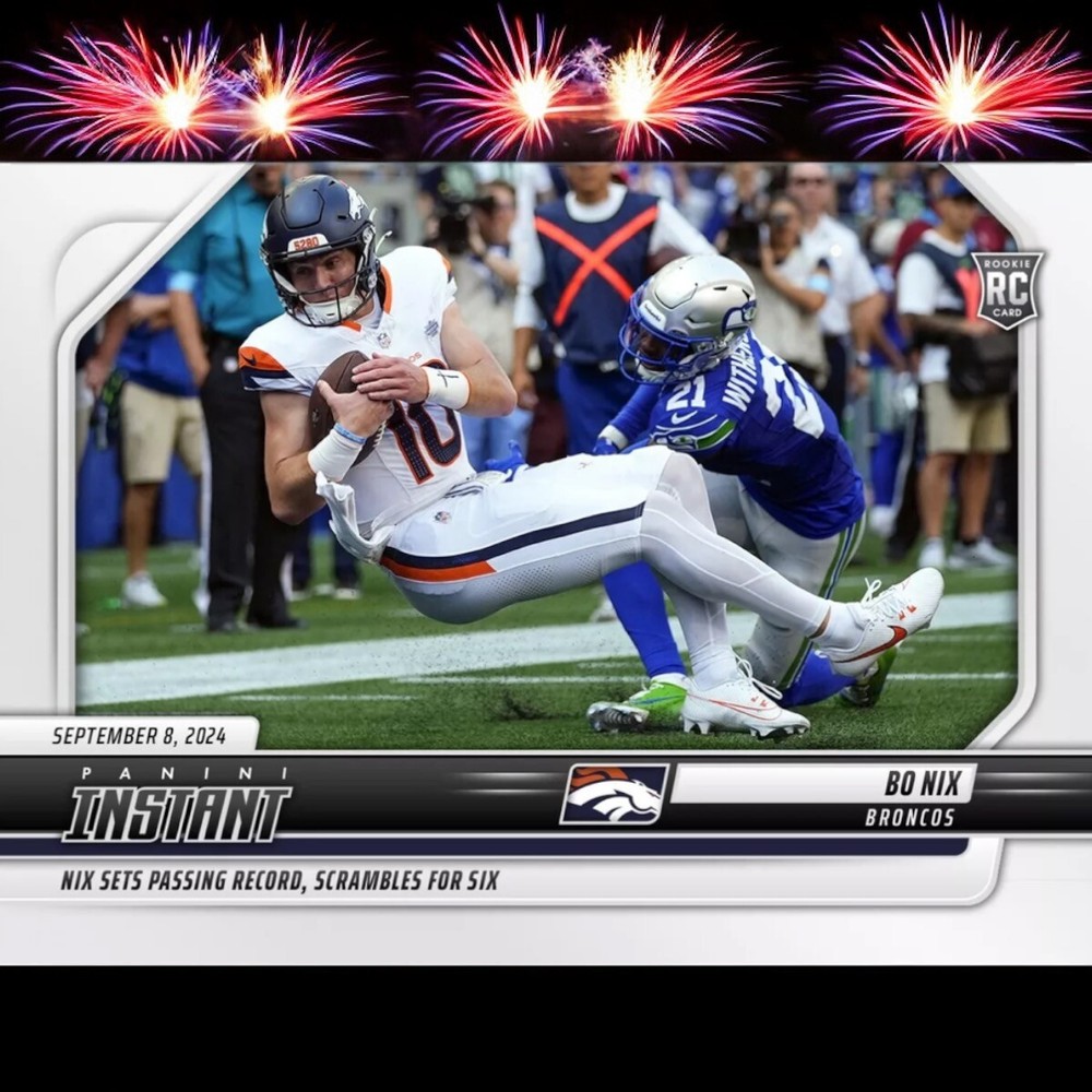 PRESALE Bo Nix #33 RC Rookie Card 2024 Panini Instant Denver Broncos NFL Draft-image