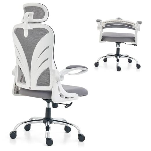 Ergonomic Office Chair with Foldable Backrest, Computer Desk Chair with Flip