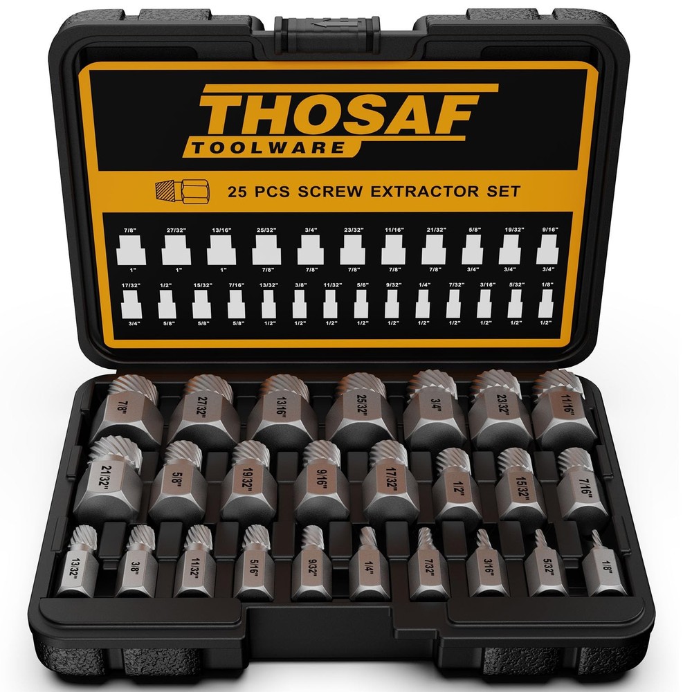 25-Piece Screw Extractor Set for Easy Bolt Removal with Multispline Design
