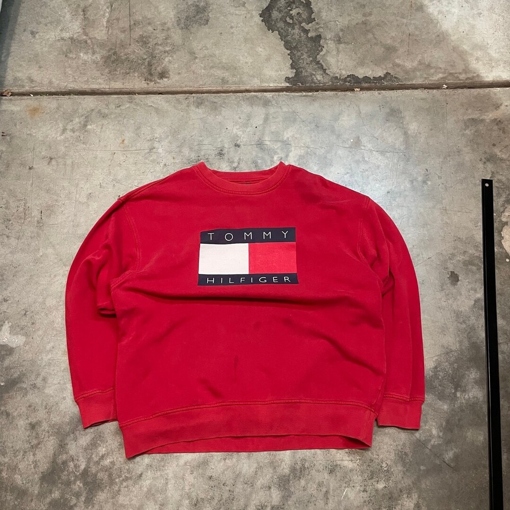 Vintage Tommy Hilfiger 80% Cotton Crewneck Sweatshirt with Minor Flaws on Depop