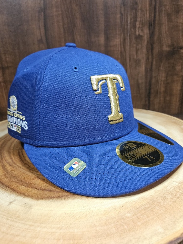 Texas Rangers 2023 Champs Gold New Era 59Fifty Fitted Hat Size 7 1/8