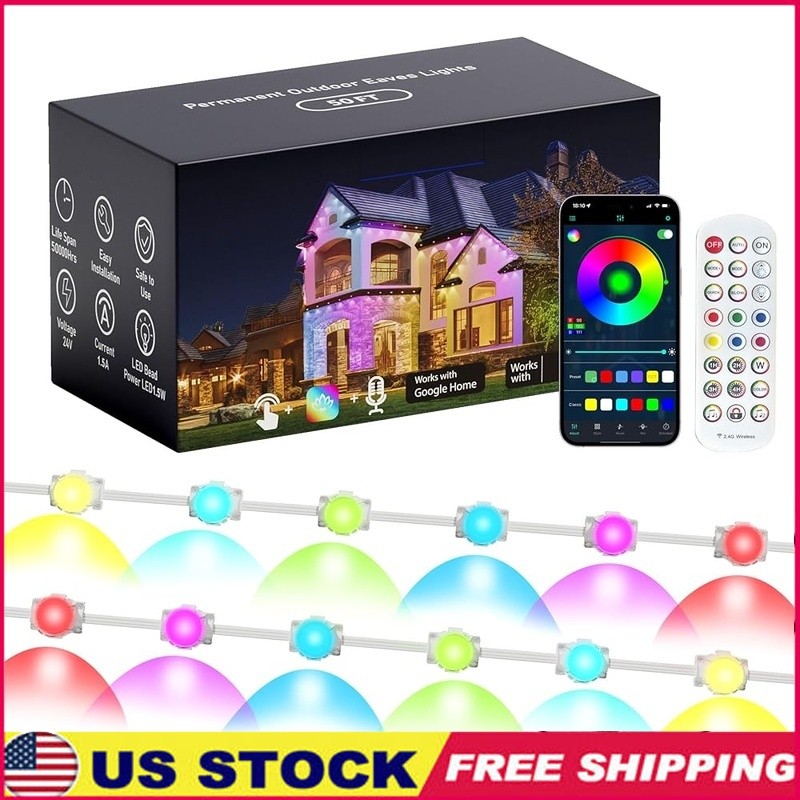 Smart Outdoor Permanent Lights RGB LED Waterproof App Control Holiday Decor New