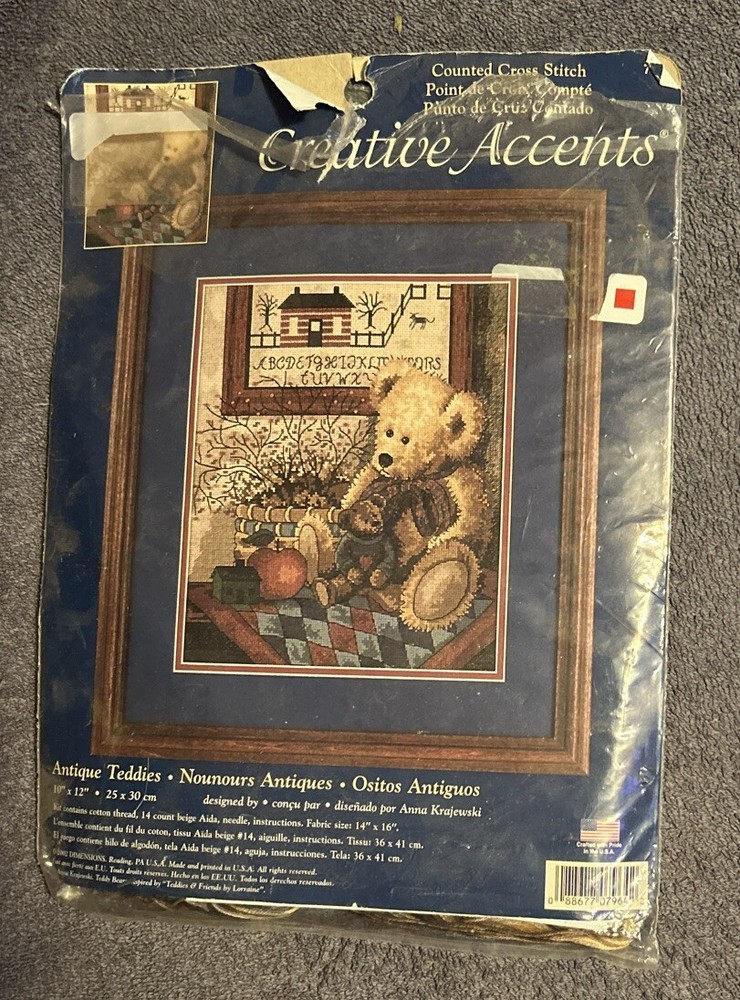 NEW Dimensions Antique Teddies Creative Accents Counted Cross Stitch Kit 7964