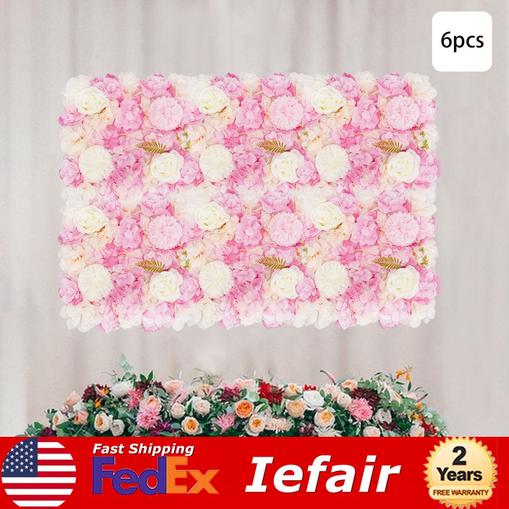 6Pcs Artificial Flower Wall Panels Flower Floral Wall Mat Background Backdrop