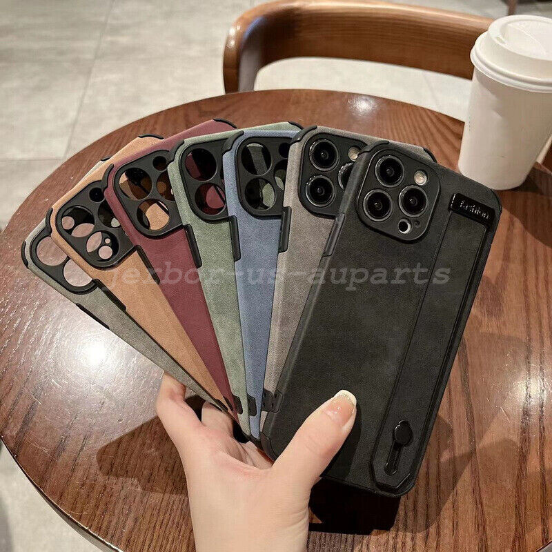 For iPhone 14 13 12 Pro Max 11 Phone Case Shockproof Leather Hand Strap Case