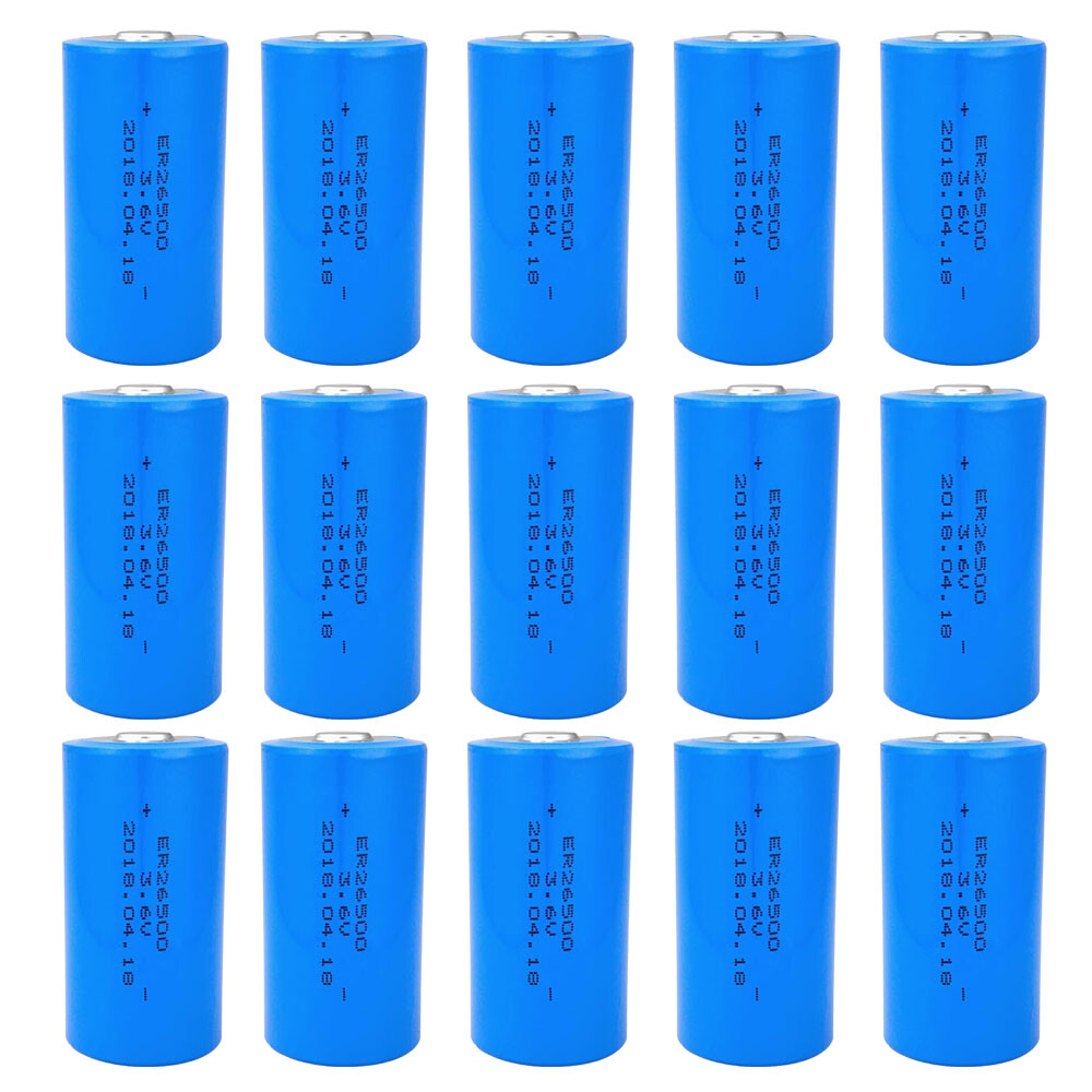 15pcs 8500mAh 3.6V ER26500 Li-ion Battery No Plug for Smoke Detector New