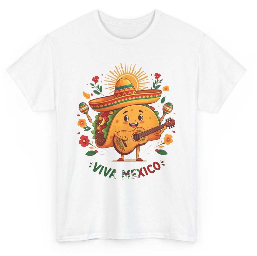 Viva Mexico Unisex Pride T-Shirt with Funny Taco Graphic for Independence Day-image