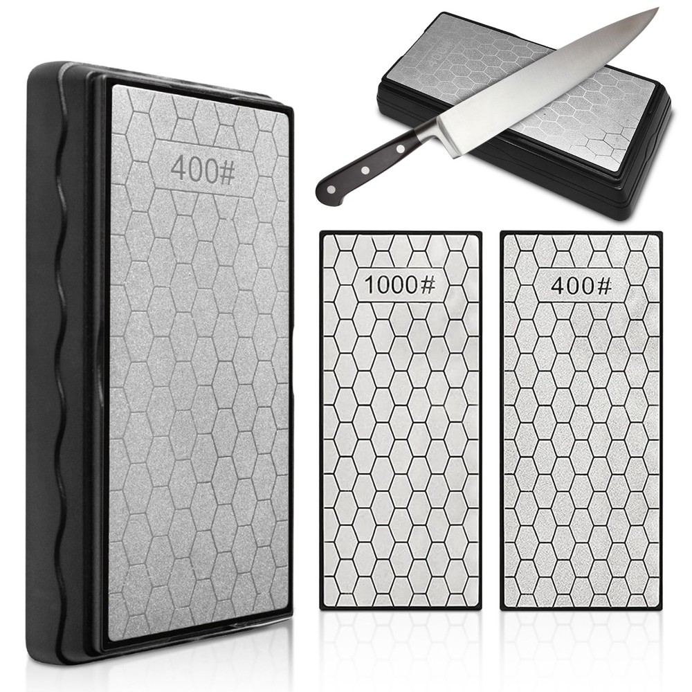 Premium Double-Sided Diamond Knife Sharpening Stone Set - Professional Grade