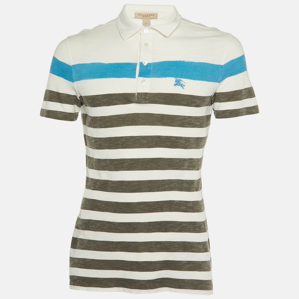 Burberry Brit White Striped Cotton Polo TShirt M