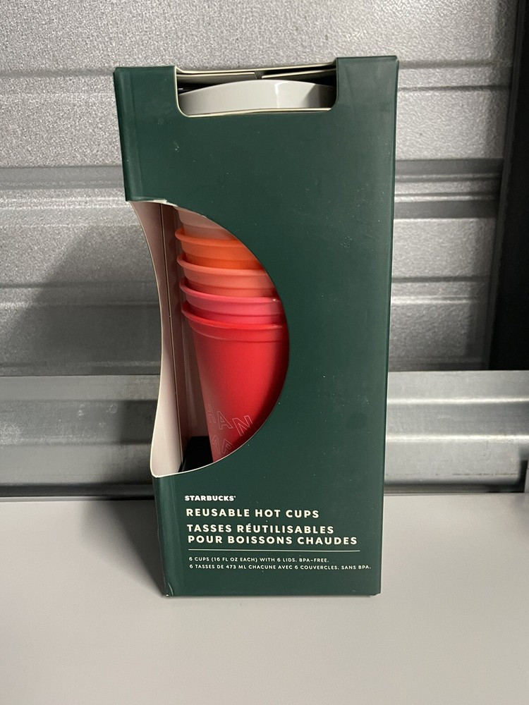 NEW Starbucks 2019 Winter Christmas Reusable Hot Cups 6 Pack Lids Red Pink