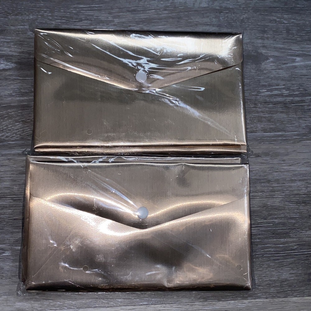 Set Of 5 Divoga Poly Snap Check Coupon Envelopes, Rose Gold Foil & Back Pocket-image