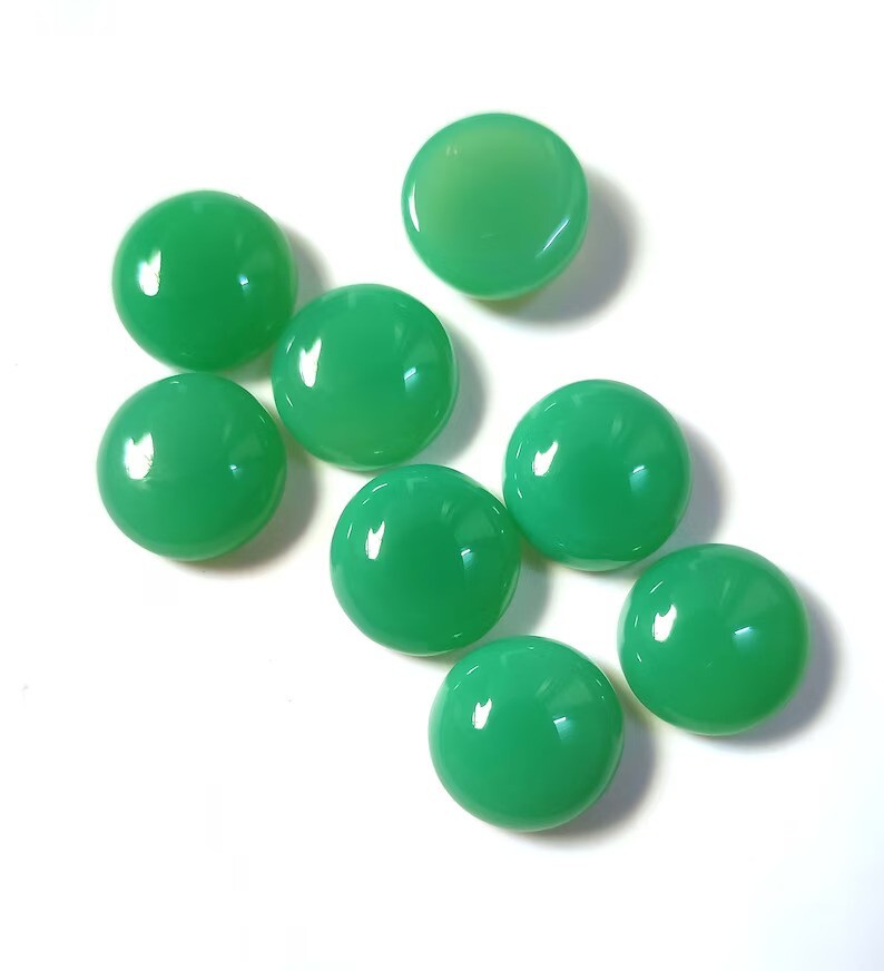 10 Pcs Natural Round Chrysoprase Chalcedony Healing Stone Cabochons Wholesale
