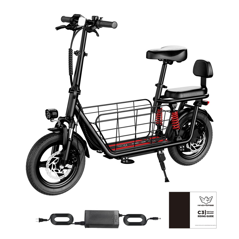 500W 48V Foldable Electric Scooter with Seat 14 Inch Tires 25 Mile Range