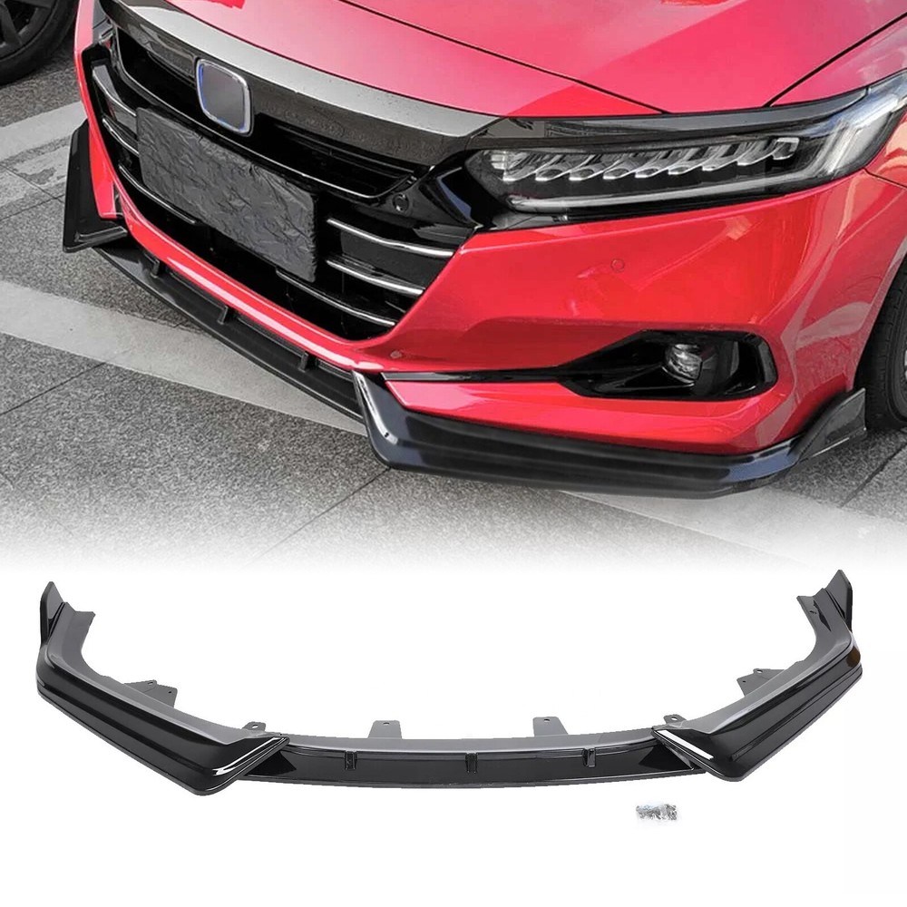 2021-2022 Honda Accord 3PC Gloss Black Front Bumper Lip Spoiler Splitter