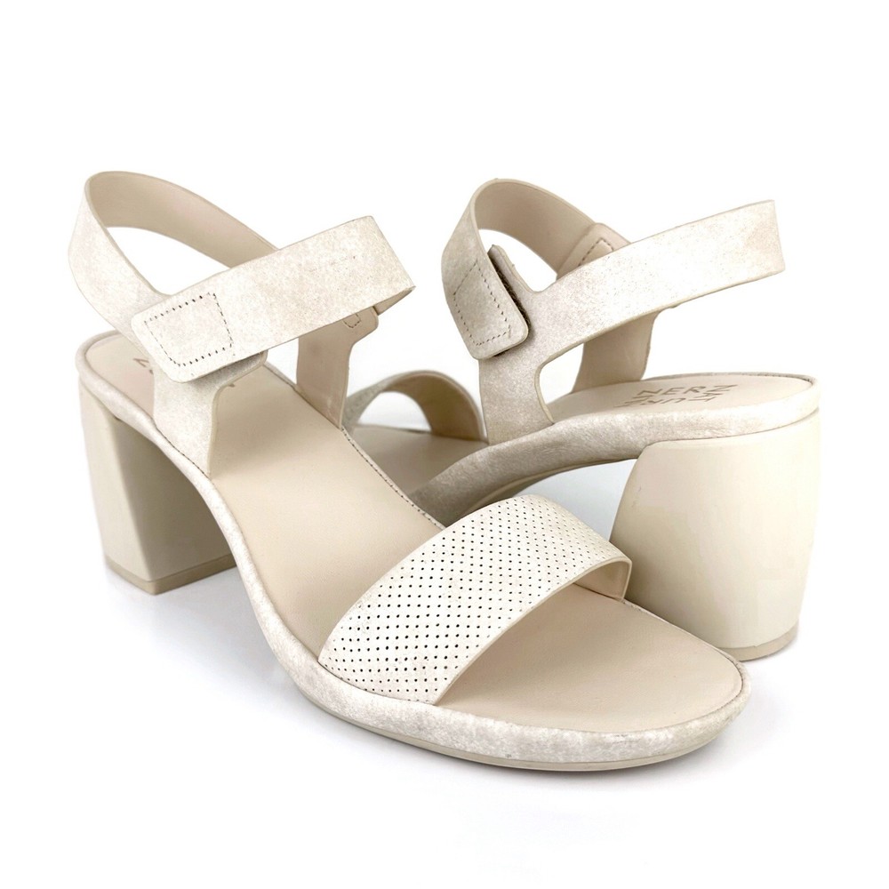 Naturalizer Womens Genn-Rise 2 Leather Strappy Heel Sandals Ivory Size 9.5
