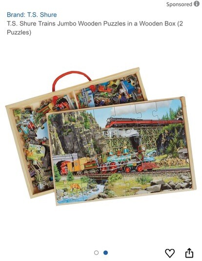 T.S. Shure Railroad Adventure PuzBox 2 48 Wooden Piece Train Puzzle