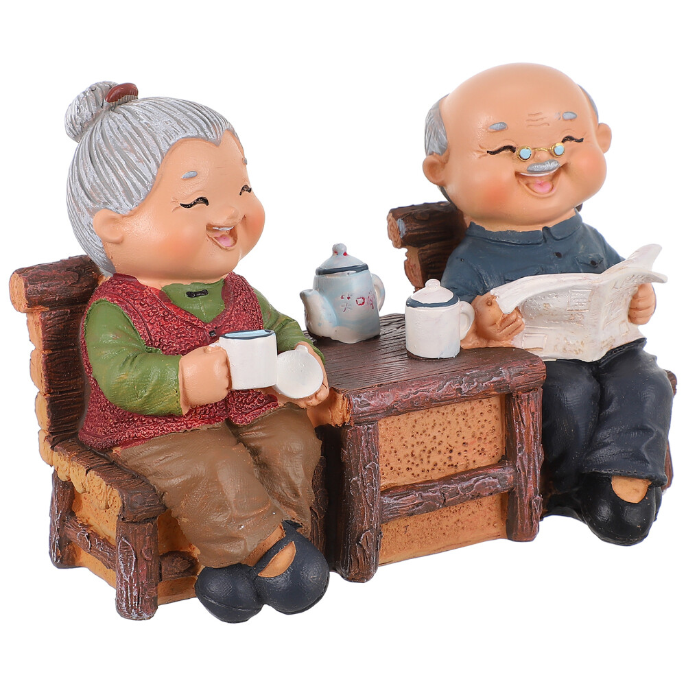 Old Age Life Home Decor Elderly Couple Resin Resin Elderly Couple Statue