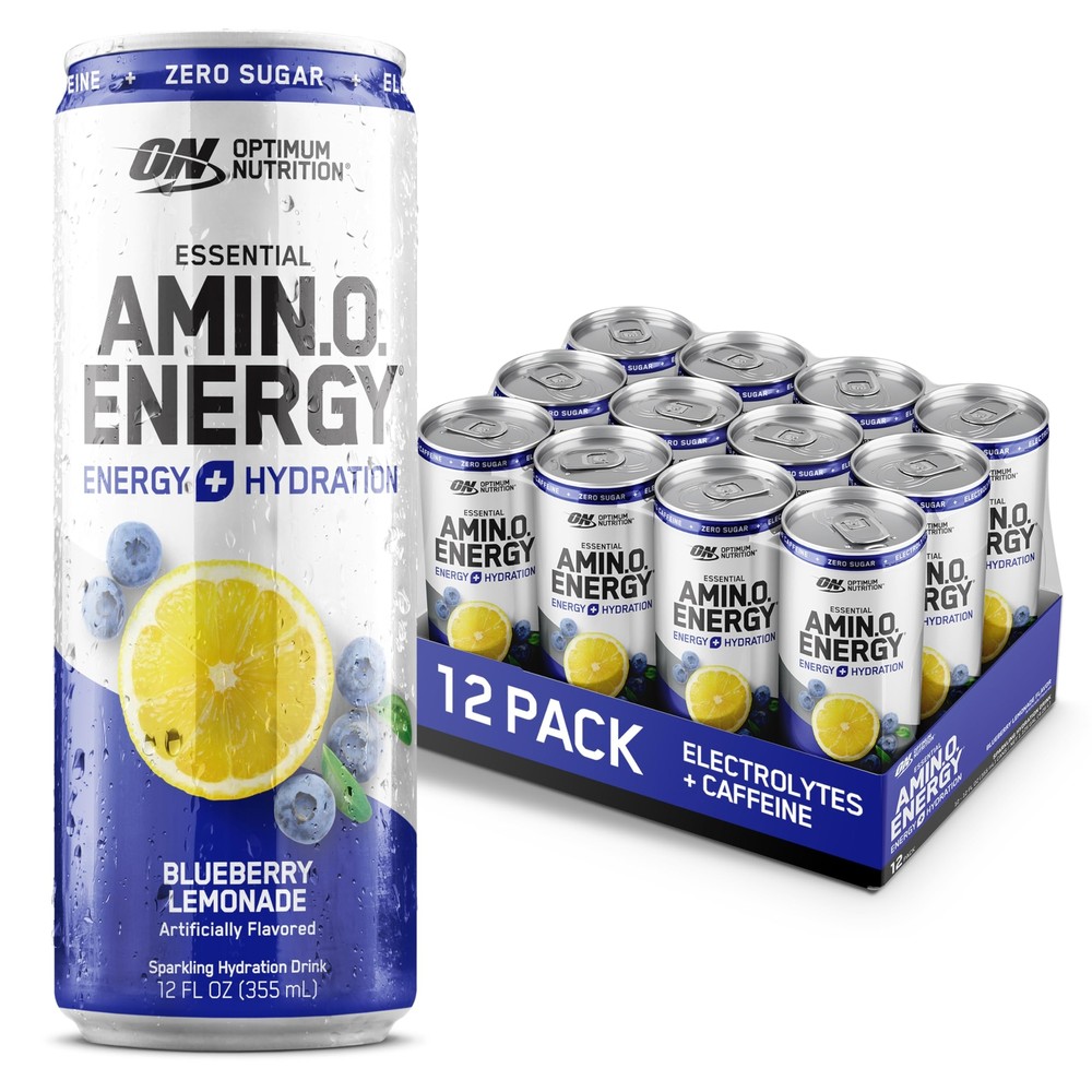 Amino Energy Sparkling Hydration Drink Electrolytes Caffeine Amino Acids BCAA...