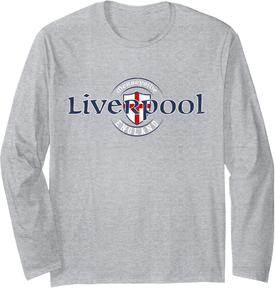 Liverpool Merseyside England Vintage English Flag Long Sleeve T-Shirt