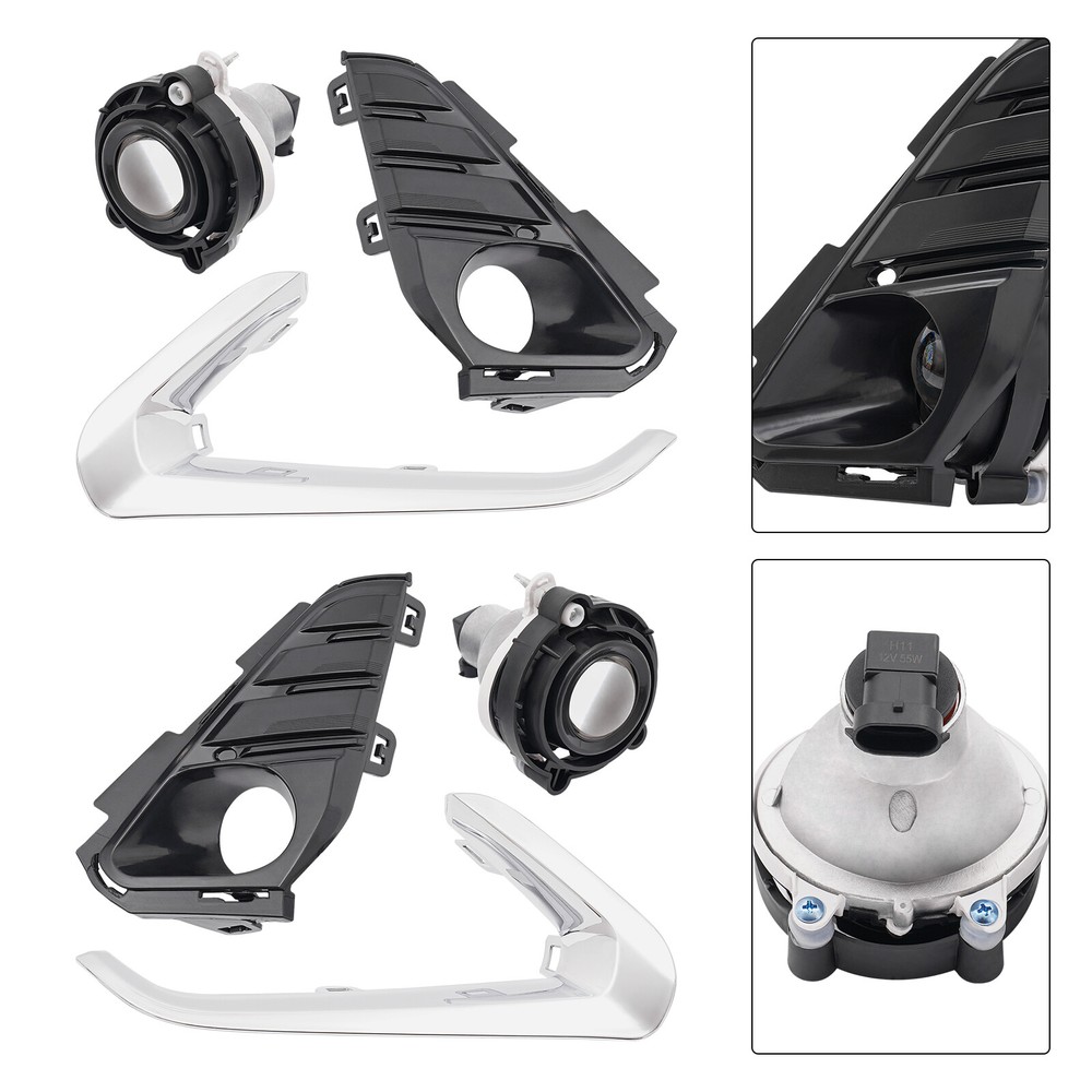 6Pcs Bumper Fog Light Lamp w/ Bezel Frame Chrome Trim For GMC Terrain 2018-2021