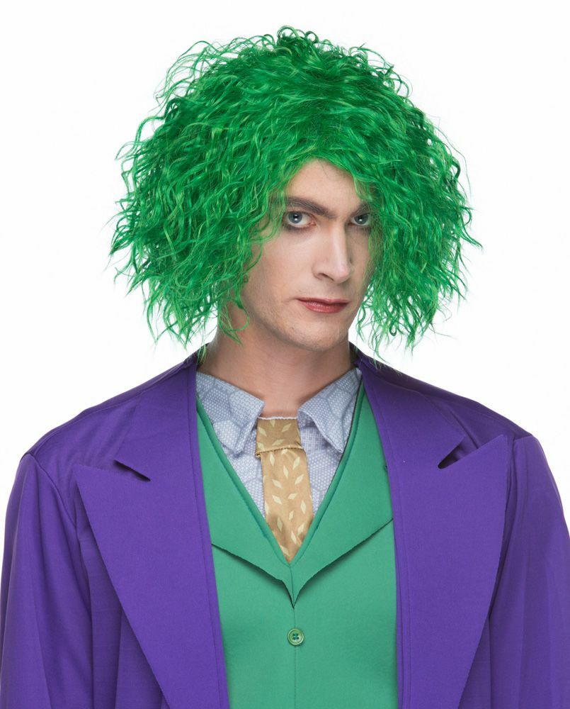 ADULT MENS MALE MANIAC COSTUME WIG GREEN WAVY HAIR CLOWN JOKER JOAQUIN PHOENIX