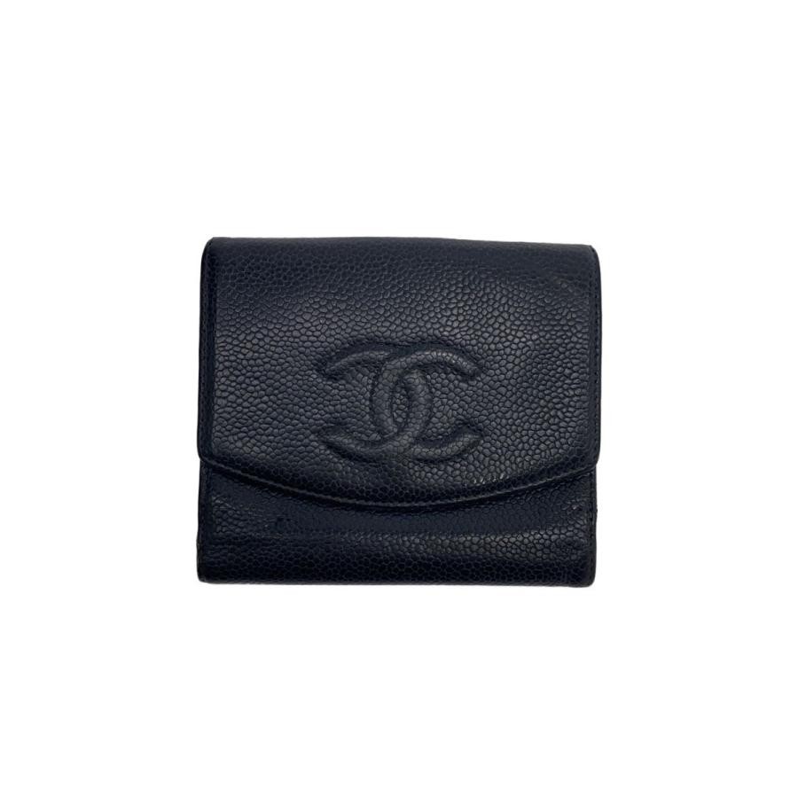 CHANEL Black Leather Bifold Wallet for Women with Coco Mark Made in Japan