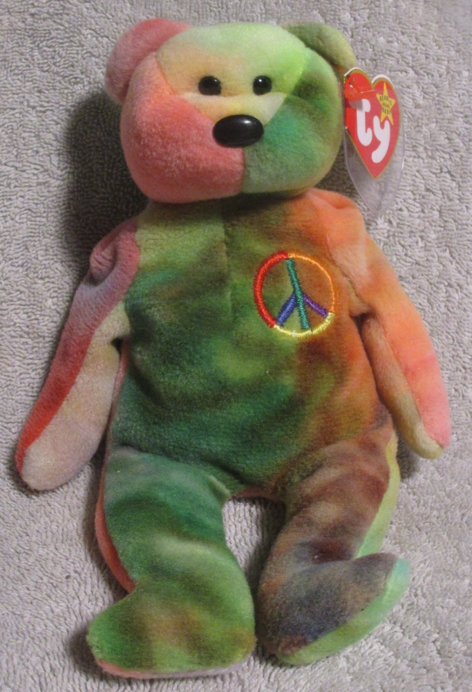 Ty Beanie Baby Peace Bear DOB February 1, 1996 MWMT Free Shipping