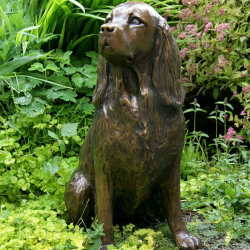 Springer Spaniel Statue Garden Decor Resin Animal Dog Sculpture Yard Lawn