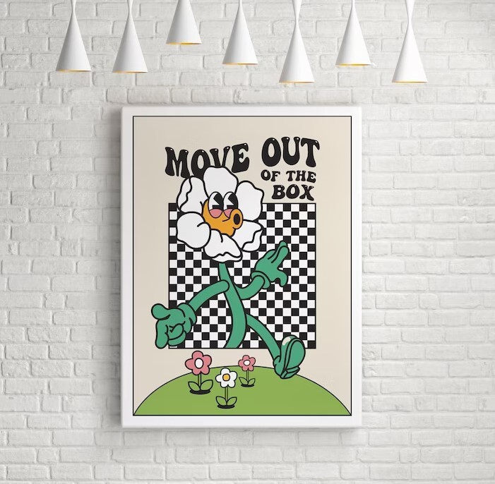 Motivational Move Out of the Box Poster for Home Office or School