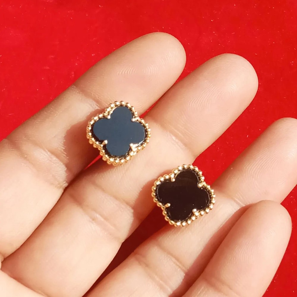 Black Clover Stud Earrings for Women - Perfect Valentines Gift for Her-image