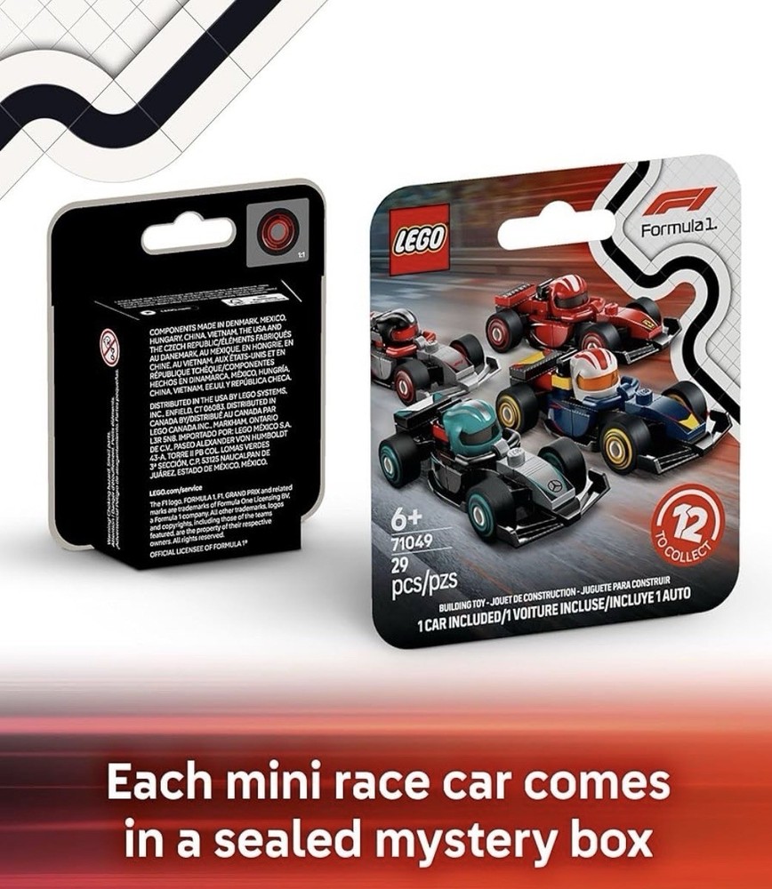 LEGO F1 Race Car Mystery Building Box with Surprise Collectible Toy