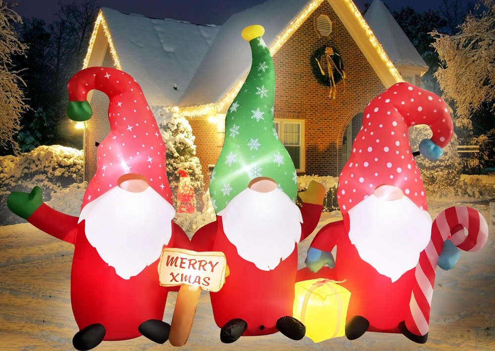 5FT Gnomes Inflatables Christmas, Outdoor Christmas Inflatable Gnomes with Ca...