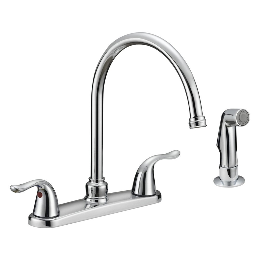 EZ-FLO Stainless Steel Two-Handle High-Rise Kitchen Faucet with Sidespray
