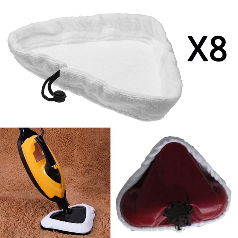 8pcs Microfiber Cloth Cleaning Pad Set For Floor Mop Steam Cleaner Parts White