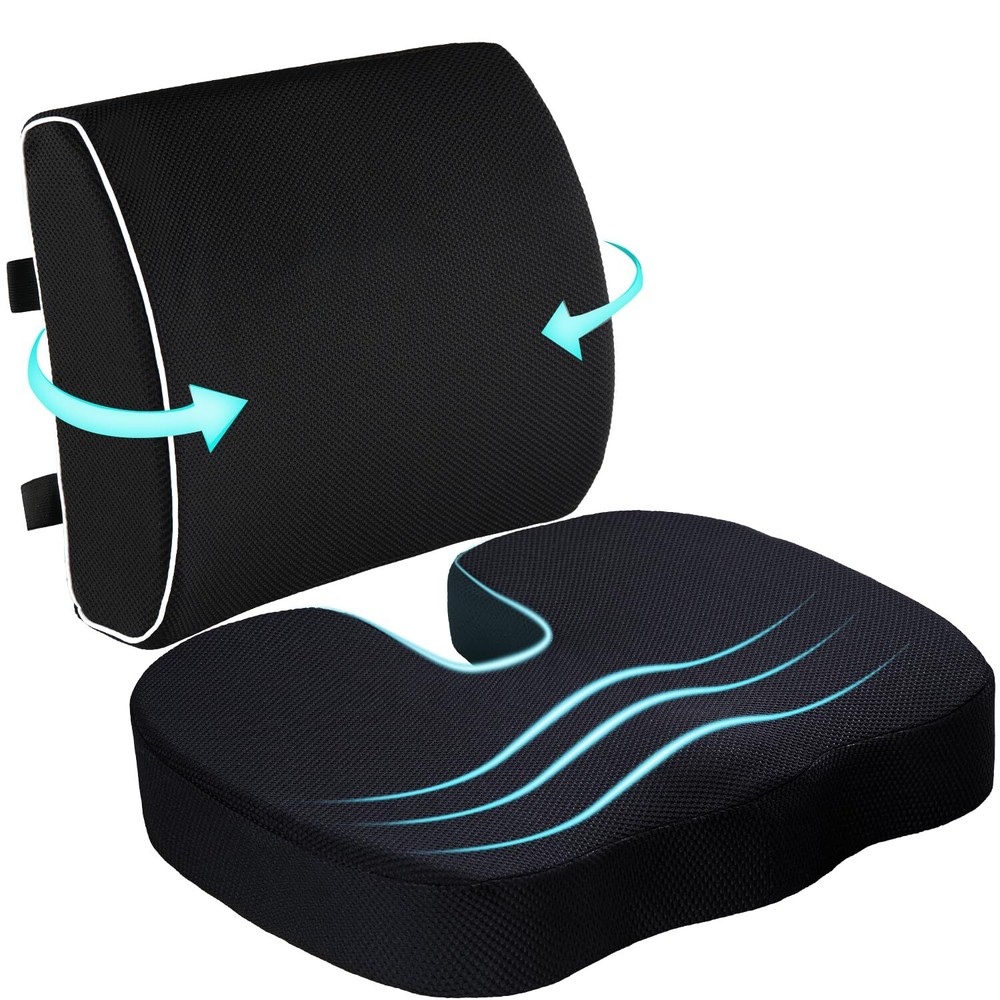 Coccyx Seat Cushion and Lumbar Support Pillow for Office Chair,Orthopedic Car...