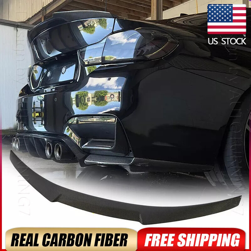 FOR 2015-2020 BMW F82 M4 REAL CARBON FIBER REAR TRUNK SPOILER WING LIP SPORT KIT
