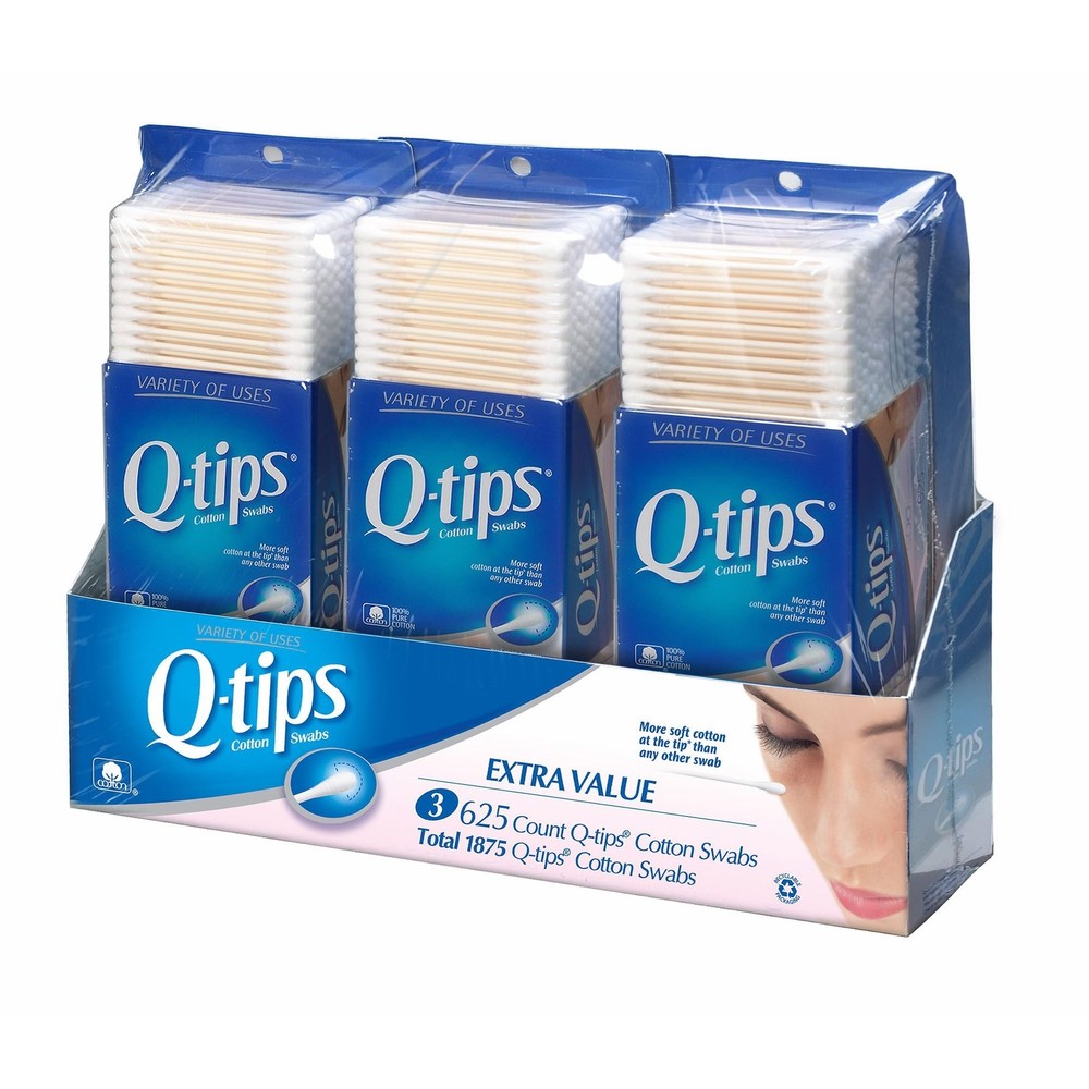 Q-Tip Cotton Swabs 3-Pack 625 Count Beauty Tools & Accessories
