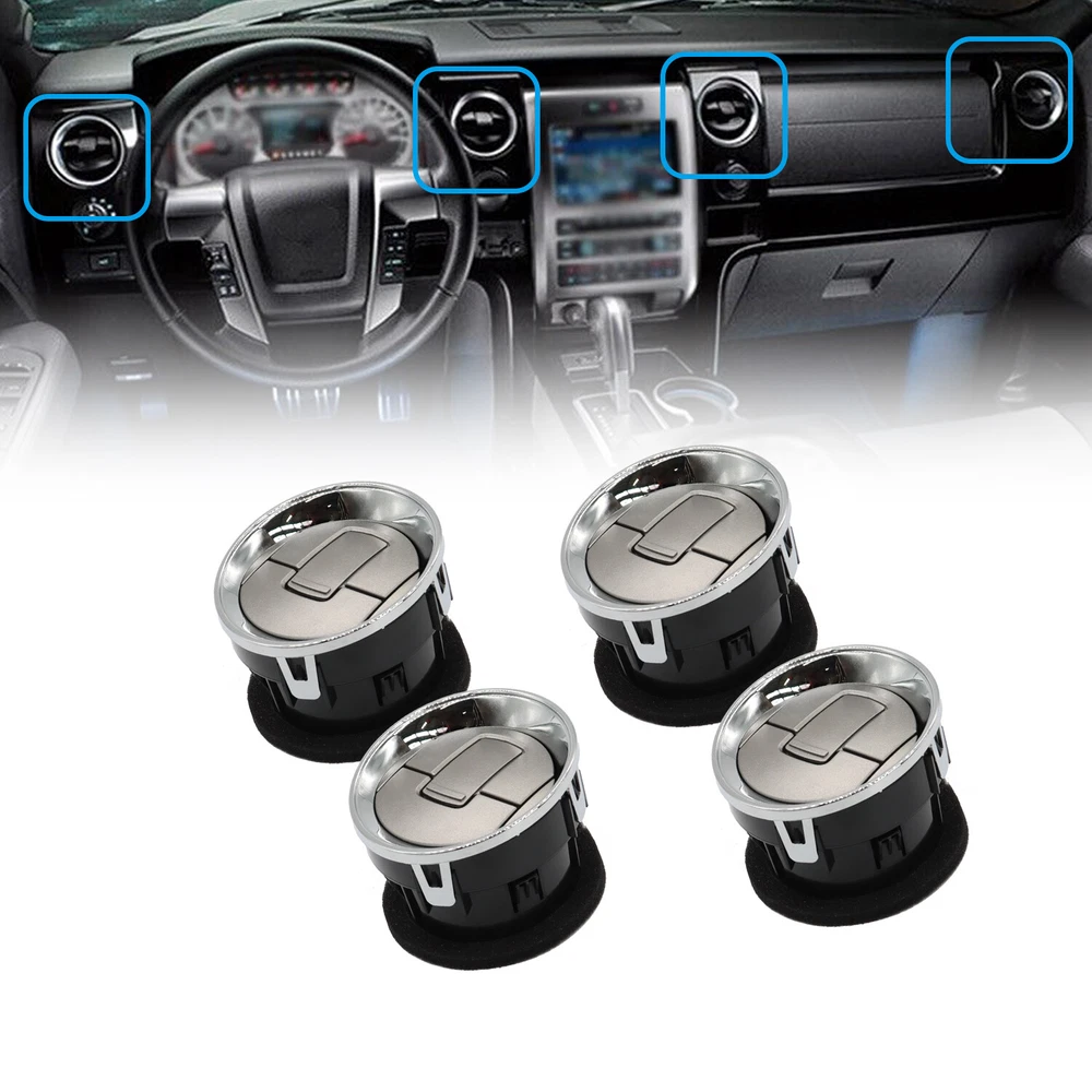 4x Air Vent Louvre AC Heater Interior For Ford F150 2009-2014 Dash Louver Chrome