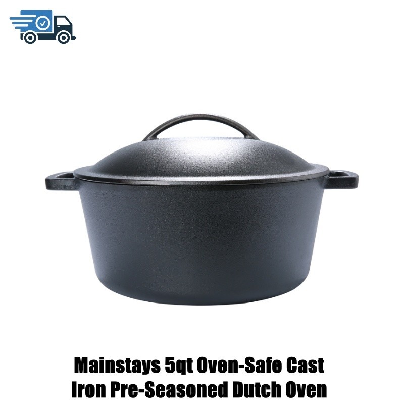 Mainstays 5qt Pre-Seasoned Cast Iron Dutch Oven Oven-Safe