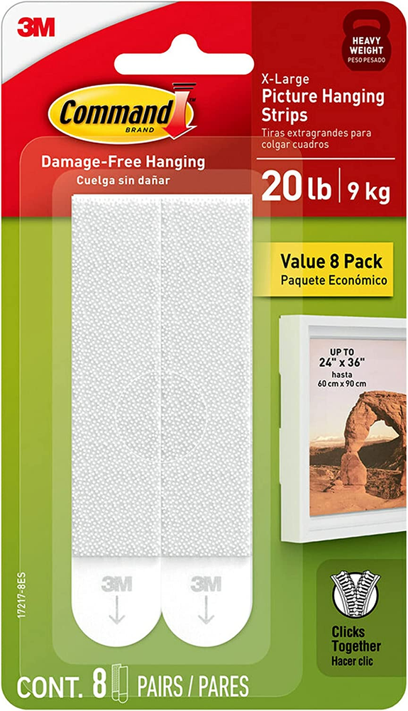 20 Lb XL Heavyweight Picture Hanging Strips, Damage Free Hanging Picture Hangers