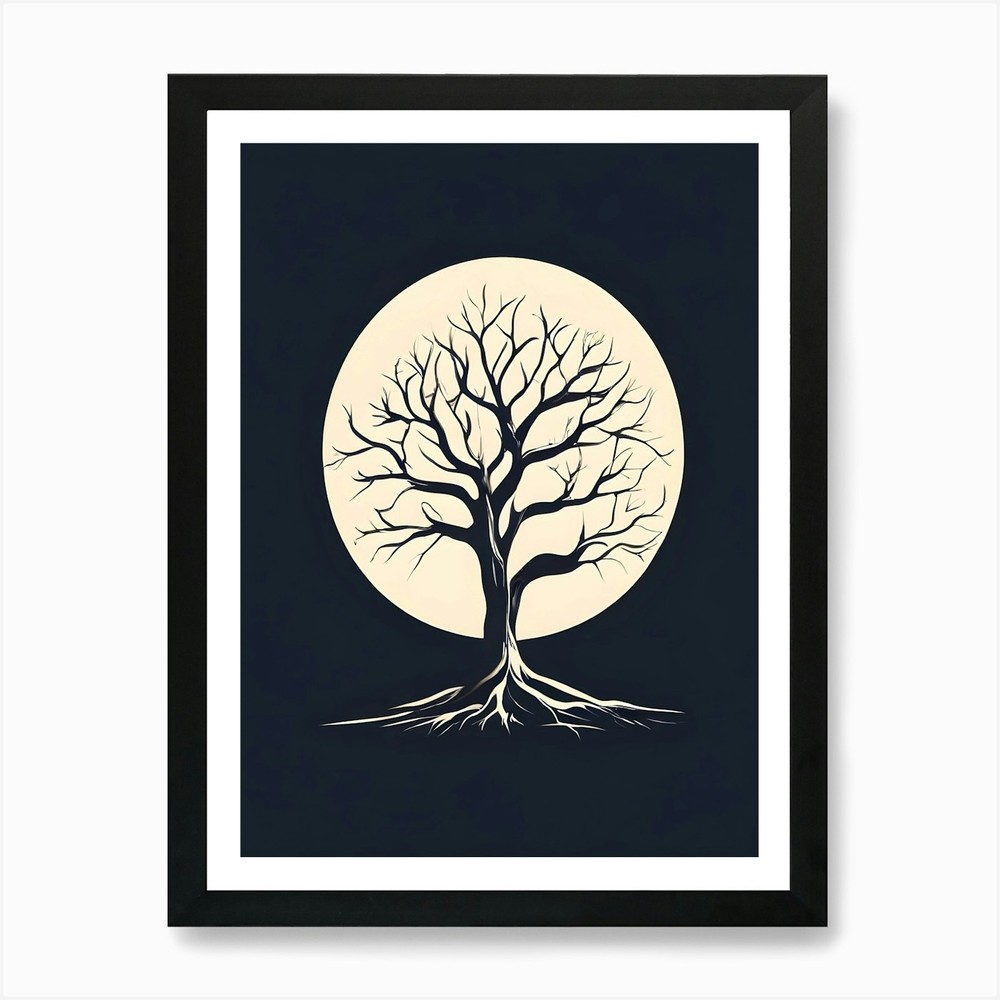 Moon Tree Framed Wall Art Canvas Print Poster Picture  